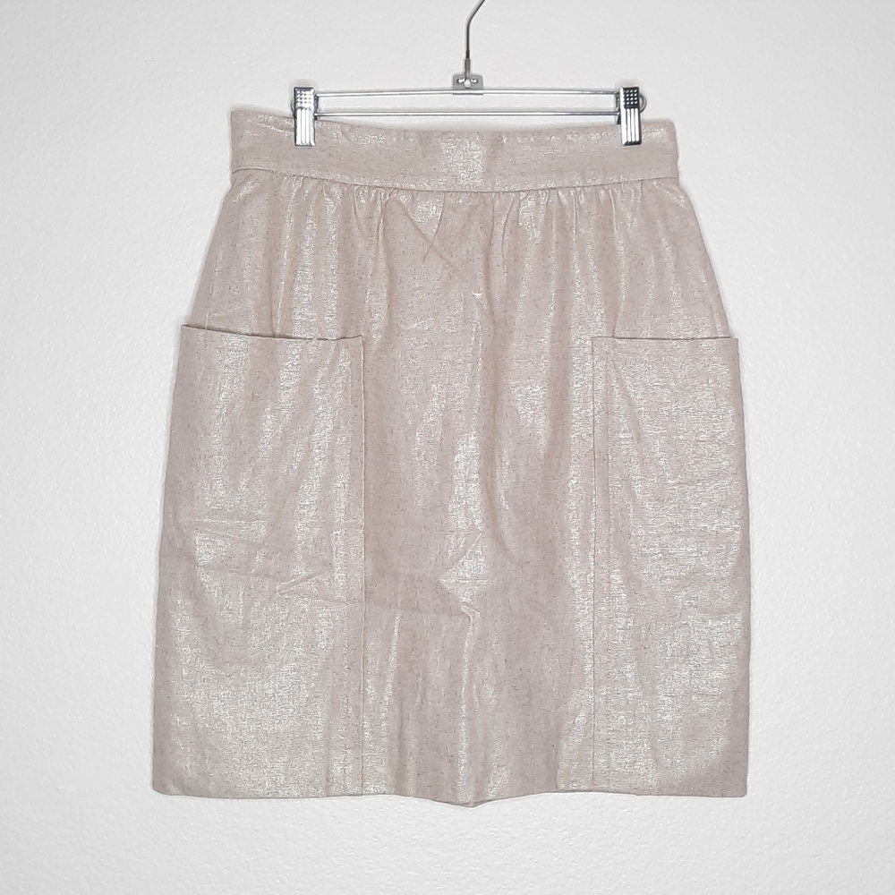Anthropologie Cartonnier Gold Linen Skirt 10 NWT